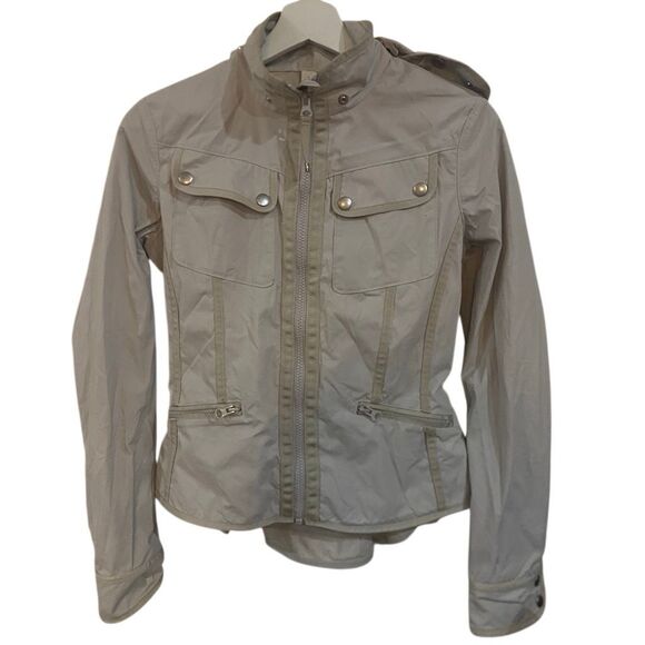 Lululemon Out and About Peplum water repellent cream Jacket Ecru size 4 with hoo - Picture 5 of 11